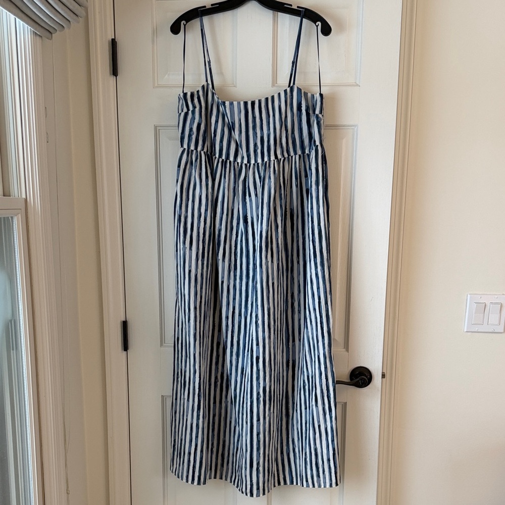 Vince Navy and White Striped Dress